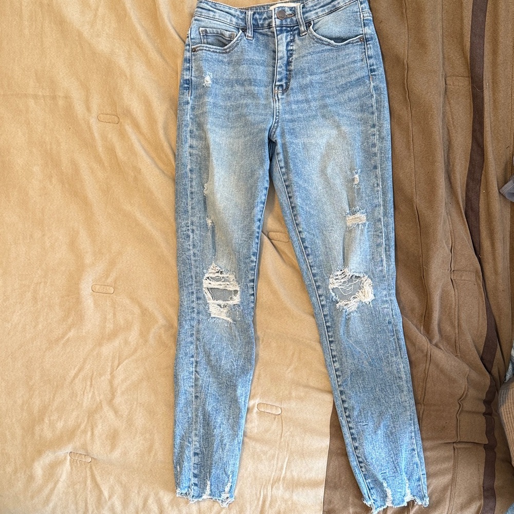 BKE Light Blue Distressed Skinny Jeans